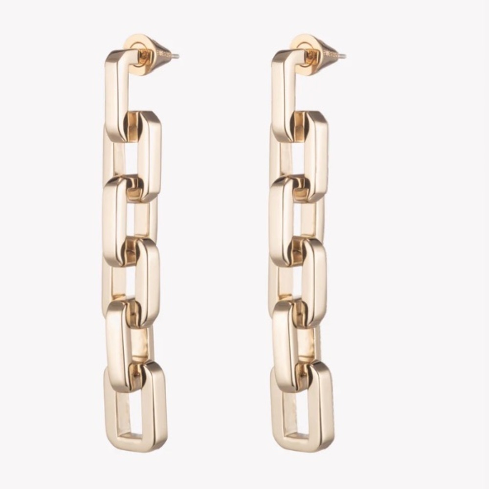 New EDDIE BORGO gold supra link chain drop earrings $250.00 USD retail jewelry